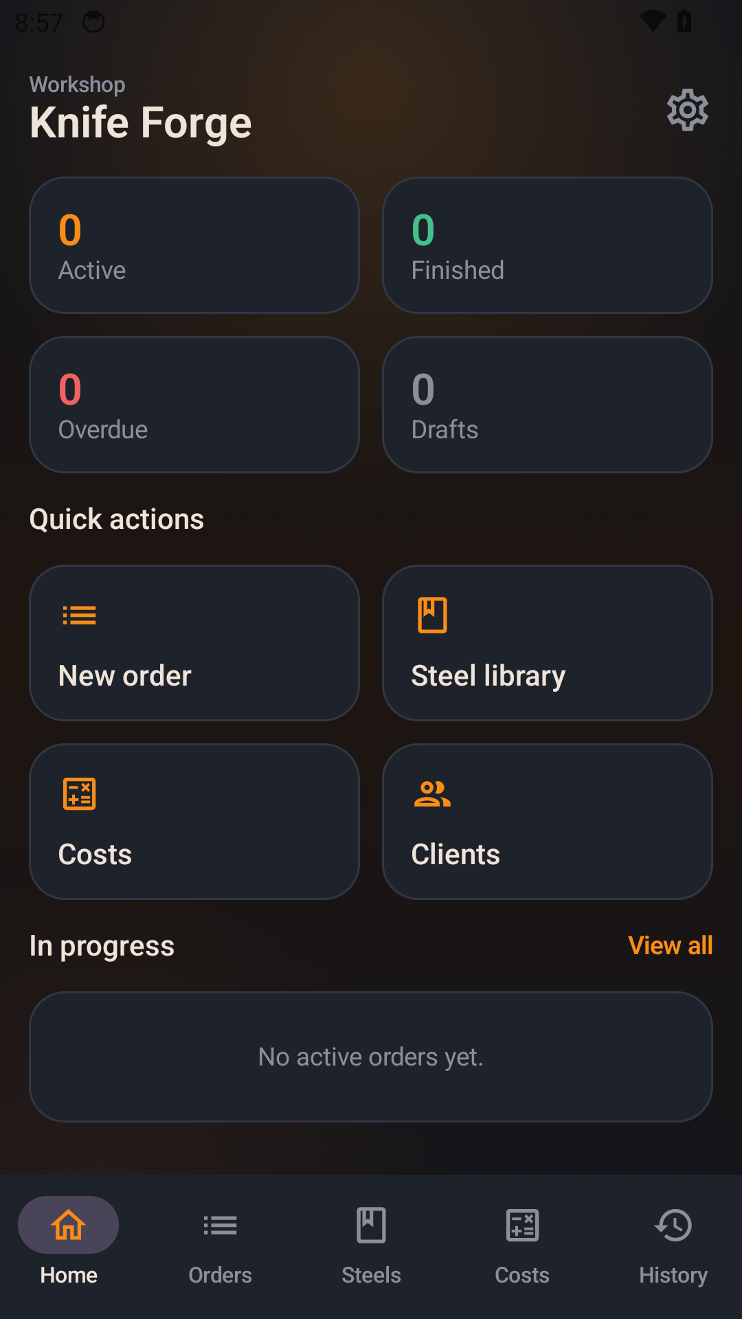 Knife Forge home dashboard screenshot